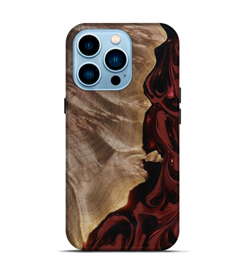 iPhone 14 Pro Wood Live Edge Phone Case - Jewel (Red, 817468)