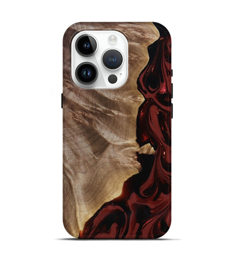 iPhone 15 Pro Wood Live Edge Phone Case - Jewel (Red, 817468)