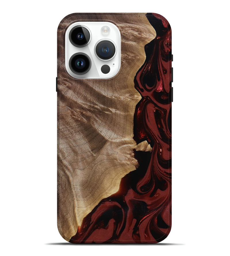 iPhone 15 Pro Max Wood Live Edge Phone Case - Jewel (Red, 817468)