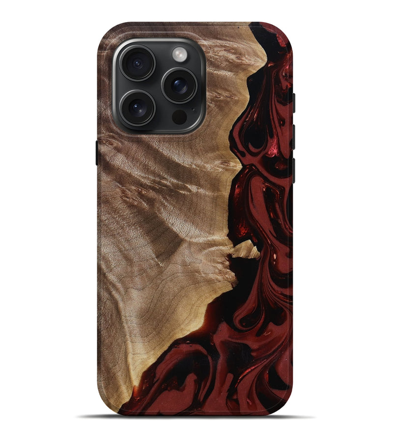 iPhone 16 Pro Max Wood Live Edge Phone Case - Jewel (Red, 817468)