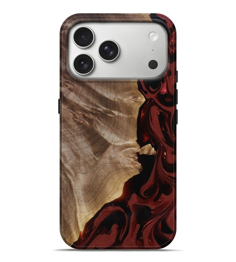 iPhone 17 Pro Max Wood Live Edge Phone Case - Jewel (Red, 817468)