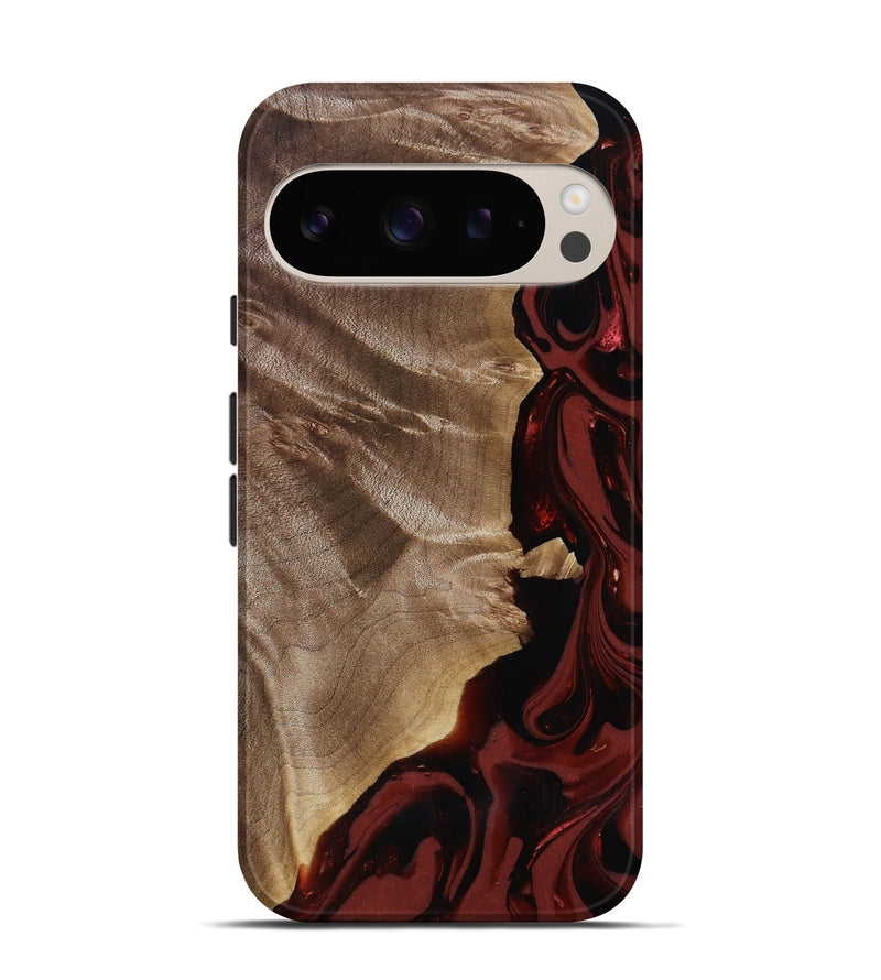 Pixel 9 Pro Wood Live Edge Phone Case - Jewel (Red, 817468)