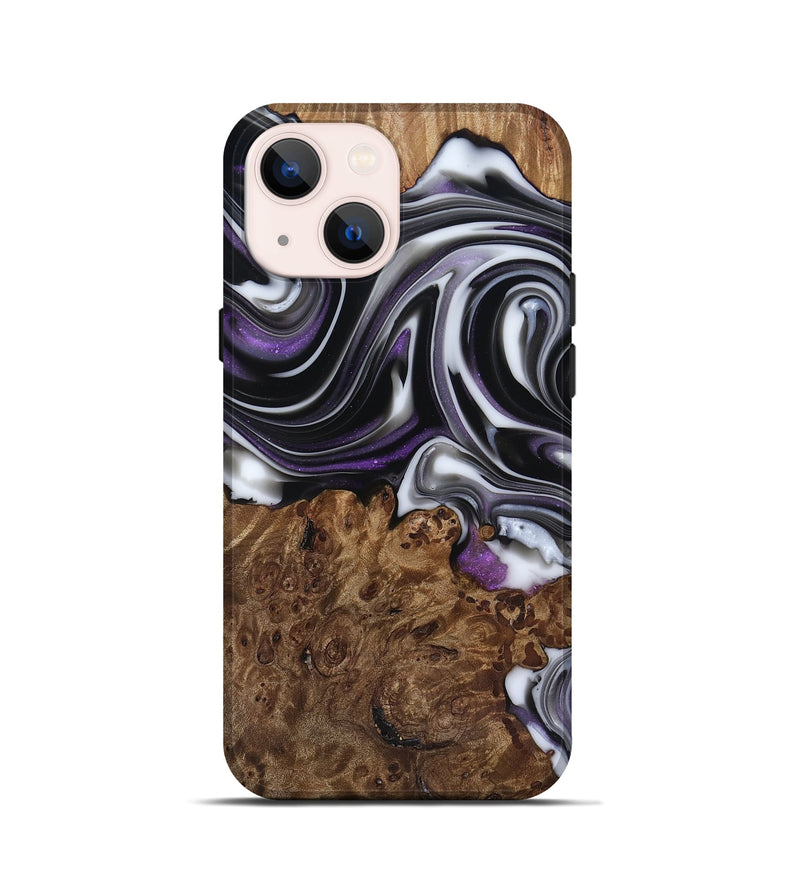 iPhone 13 mini Wood Live Edge Phone Case - Fanny (Black & White, 817469)