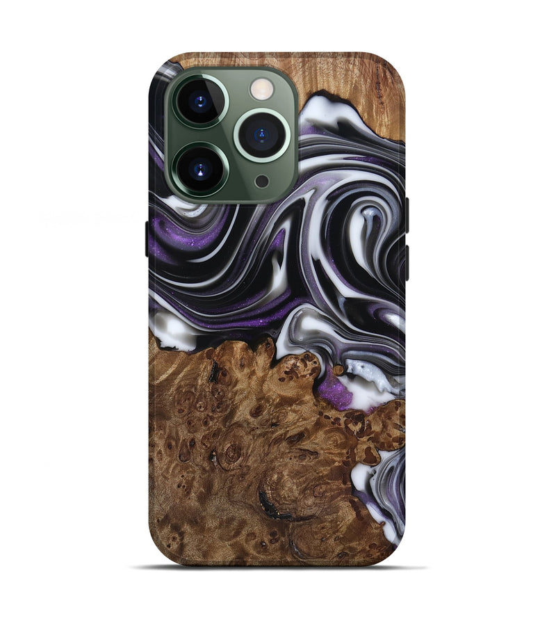 iPhone 13 Pro Wood Live Edge Phone Case - Fanny (Black & White, 817469)