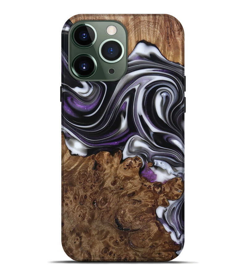 iPhone 13 Pro Max Wood Live Edge Phone Case - Fanny (Black & White, 817469)