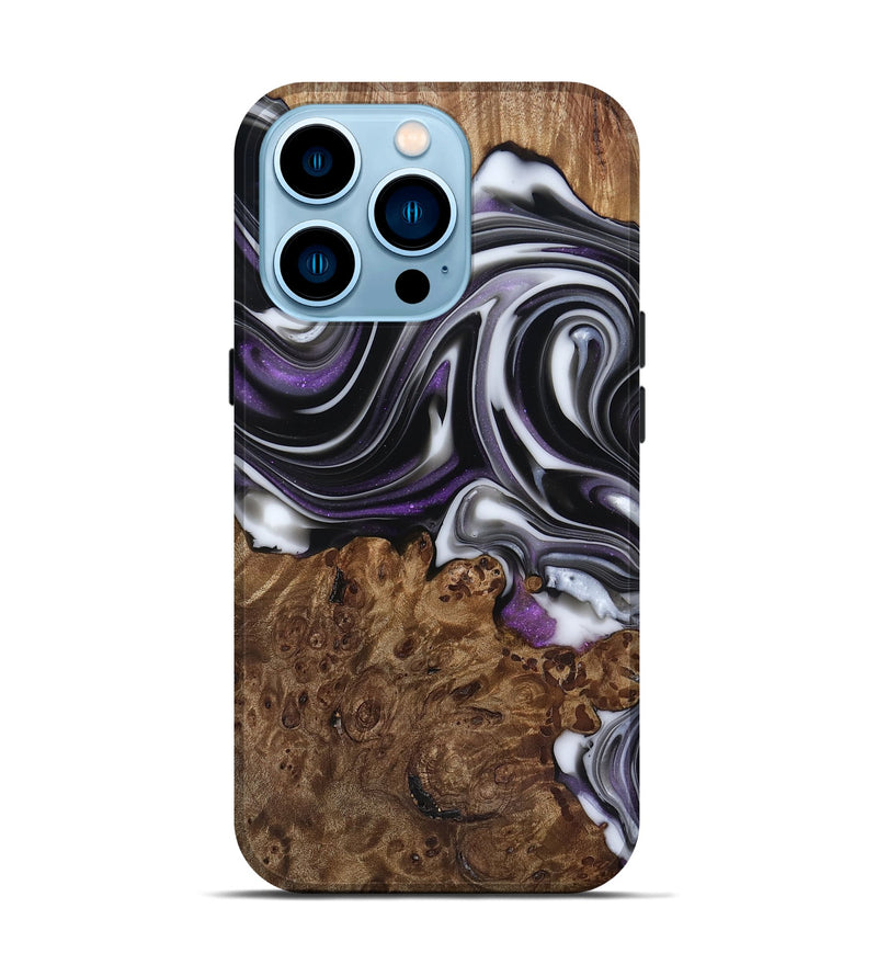 iPhone 14 Pro Wood Live Edge Phone Case - Fanny (Black & White, 817469)