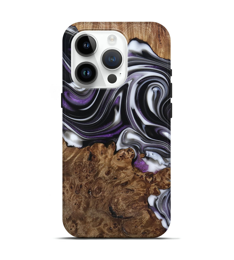 iPhone 15 Pro Wood Live Edge Phone Case - Fanny (Black & White, 817469)