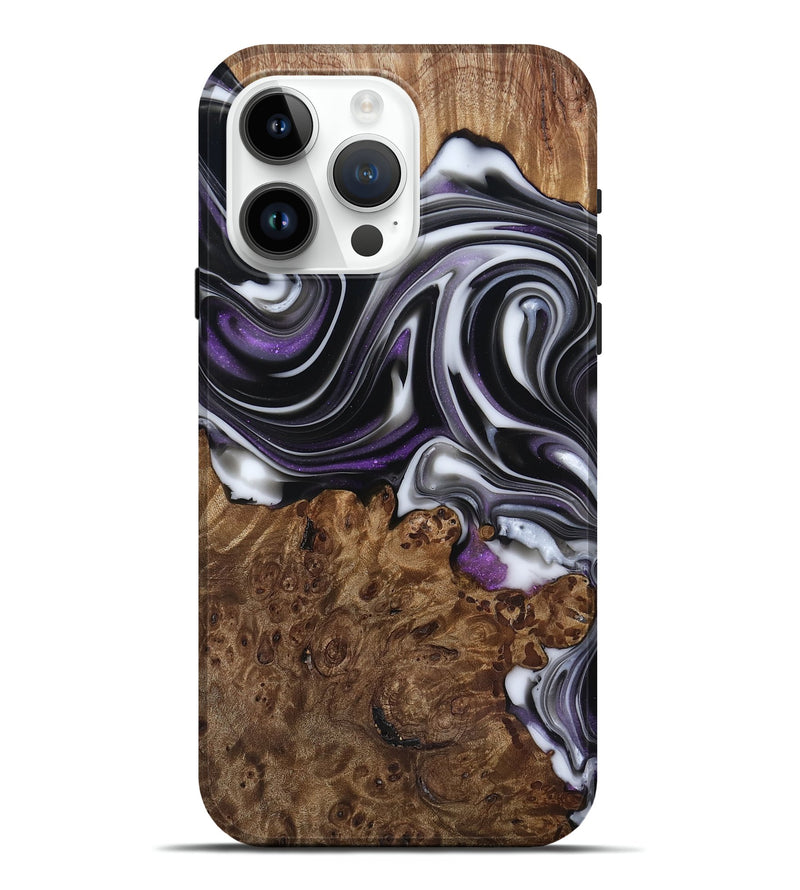iPhone 15 Pro Max Wood Live Edge Phone Case - Fanny (Black & White, 817469)
