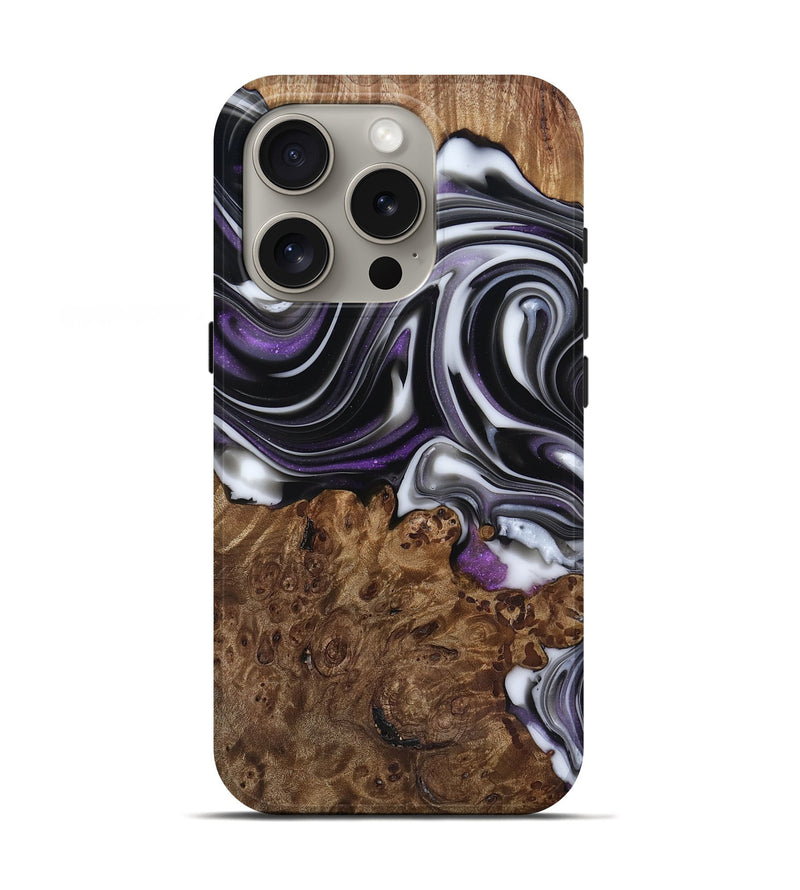 iPhone 16 Pro Wood Live Edge Phone Case - Fanny (Black & White, 817469)