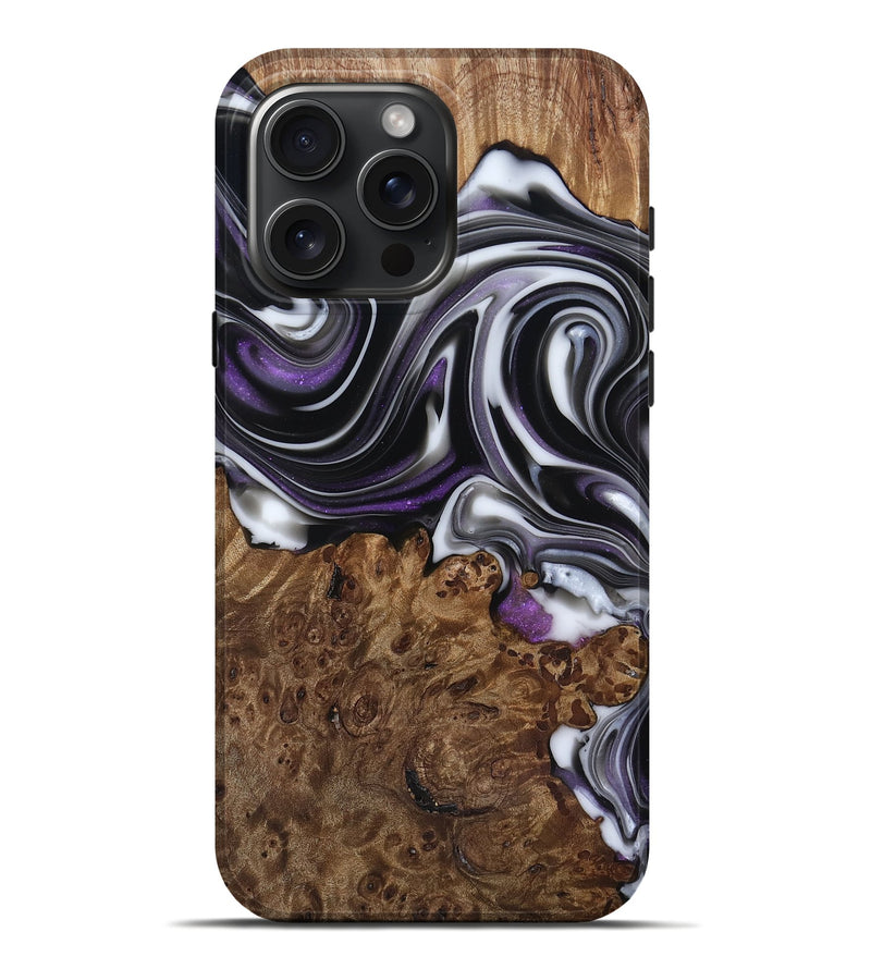 iPhone 16 Pro Max Wood Live Edge Phone Case - Fanny (Black & White, 817469)