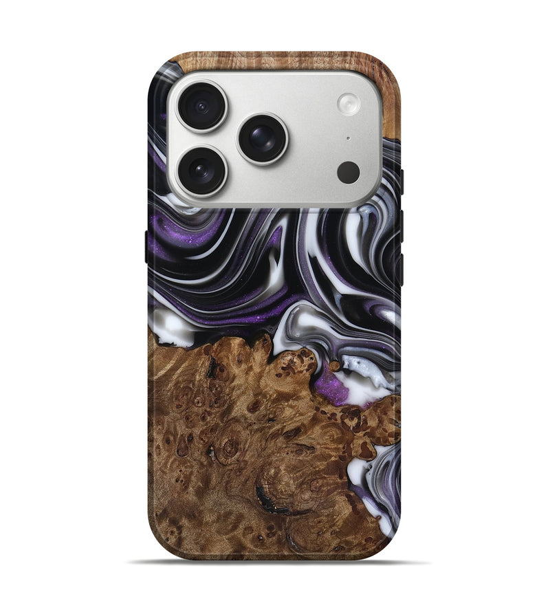 iPhone 17 Pro Wood Live Edge Phone Case - Fanny (Black & White, 817469)