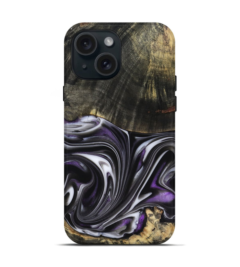 iPhone 15 Wood Live Edge Phone Case - Axl (Purple, 817470)