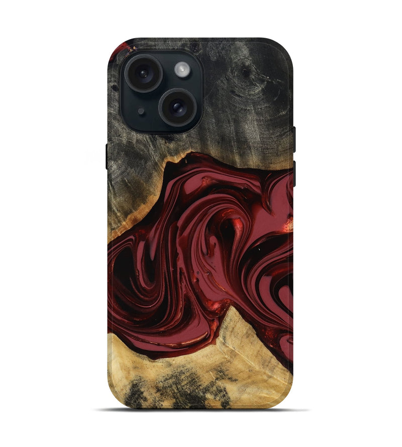 iPhone 15 Wood Live Edge Phone Case - Besse (Red, 817471)
