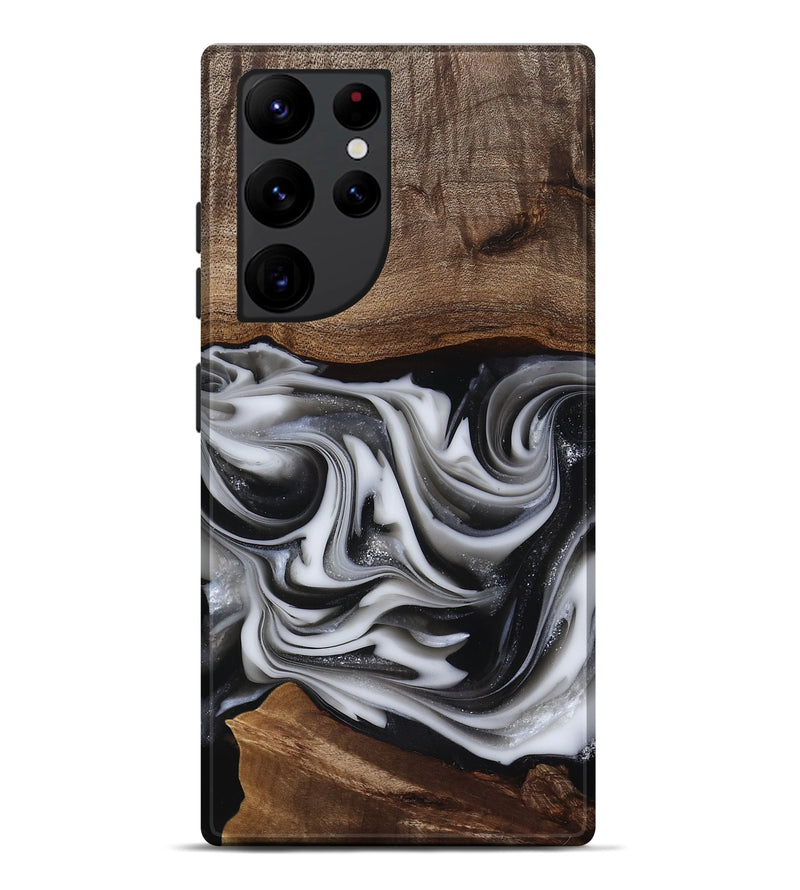 Galaxy S22 Ultra Wood Live Edge Phone Case - Dorsey (Black & White, 817472)