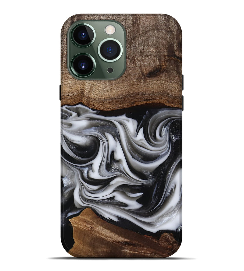 iPhone 13 Pro Max Wood Live Edge Phone Case - Dorsey (Black & White, 817472)