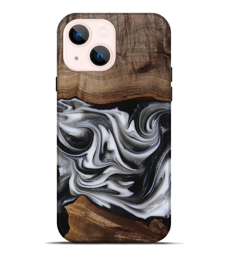 iPhone 14 Plus Wood Live Edge Phone Case - Dorsey (Black & White, 817472)