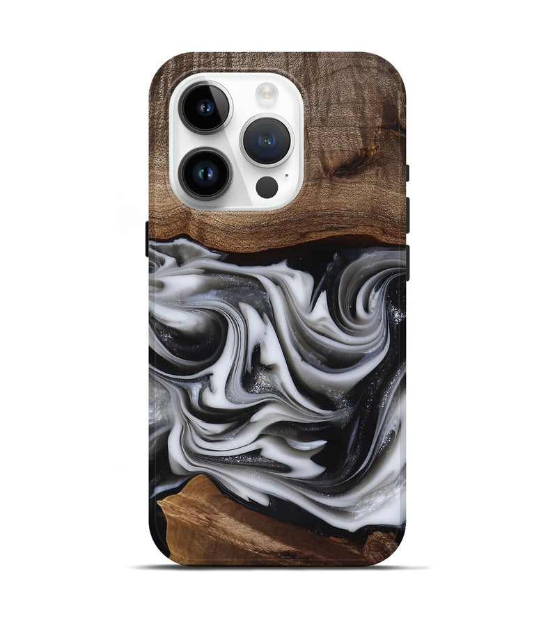iPhone 15 Pro Wood Live Edge Phone Case - Dorsey (Black & White, 817472)