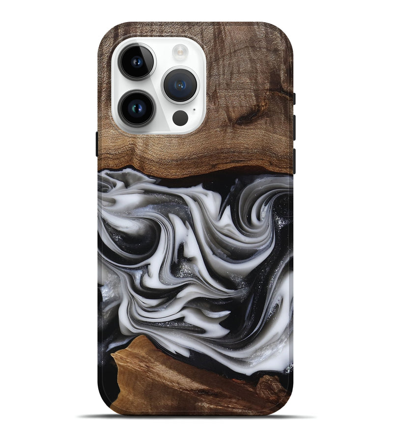iPhone 15 Pro Max Wood Live Edge Phone Case - Dorsey (Black & White, 817472)