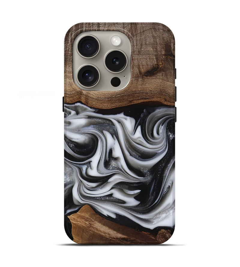 iPhone 16 Pro Wood Live Edge Phone Case - Dorsey (Black & White, 817472)