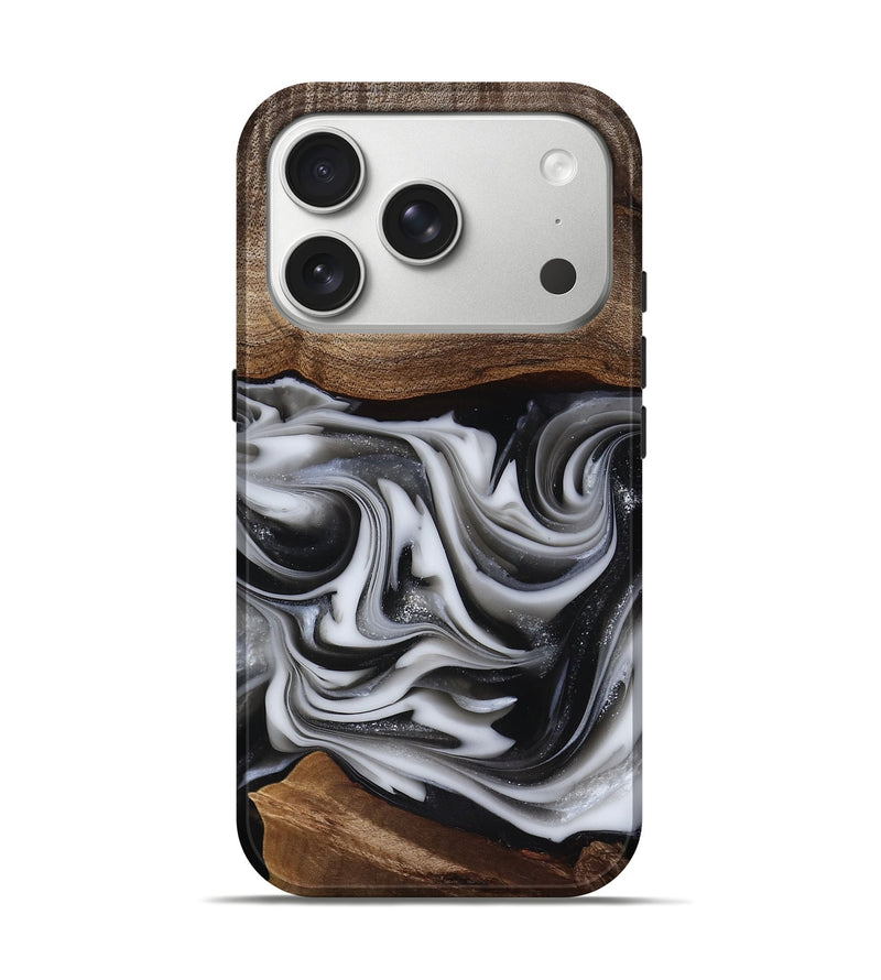 iPhone 17 Pro Wood Live Edge Phone Case - Dorsey (Black & White, 817472)
