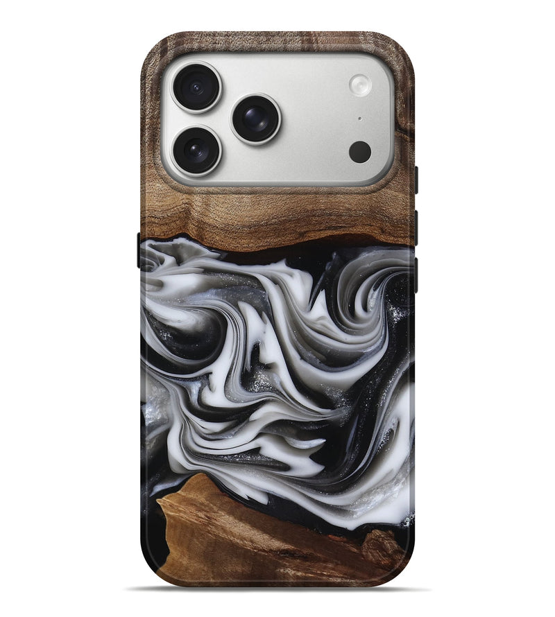 iPhone 17 Pro Max Wood Live Edge Phone Case - Dorsey (Black & White, 817472)