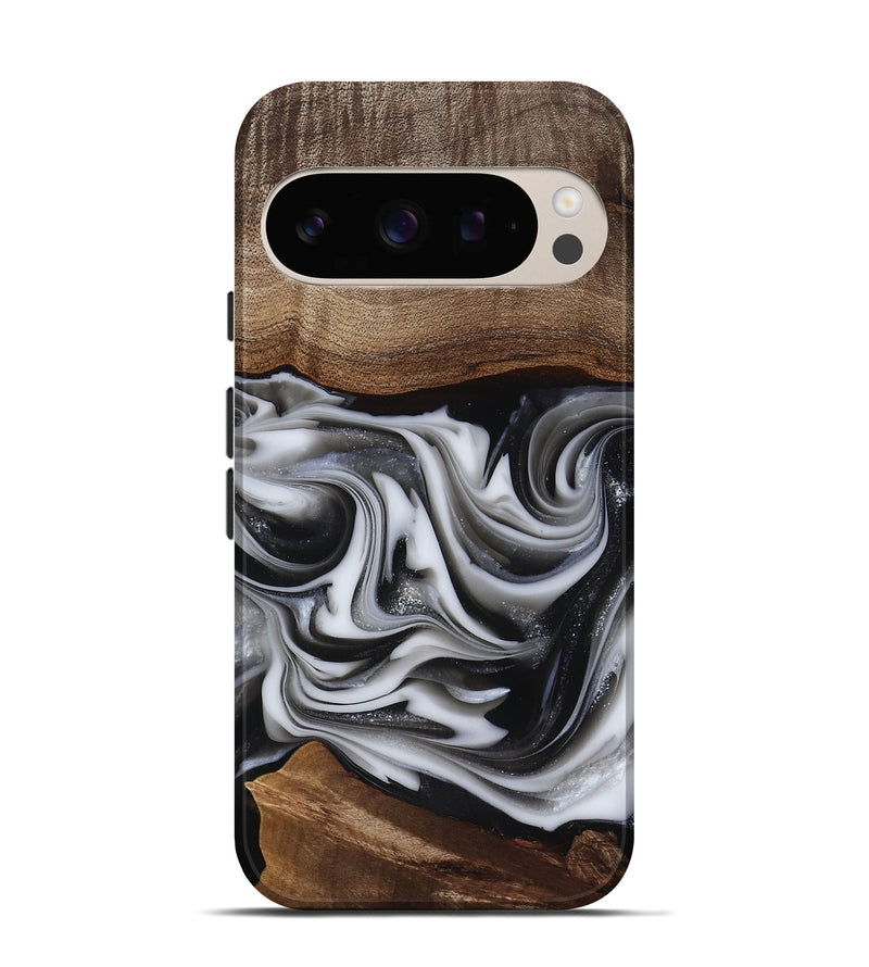 Pixel 10 Pro Wood Live Edge Phone Case - Dorsey (Black & White, 817472)