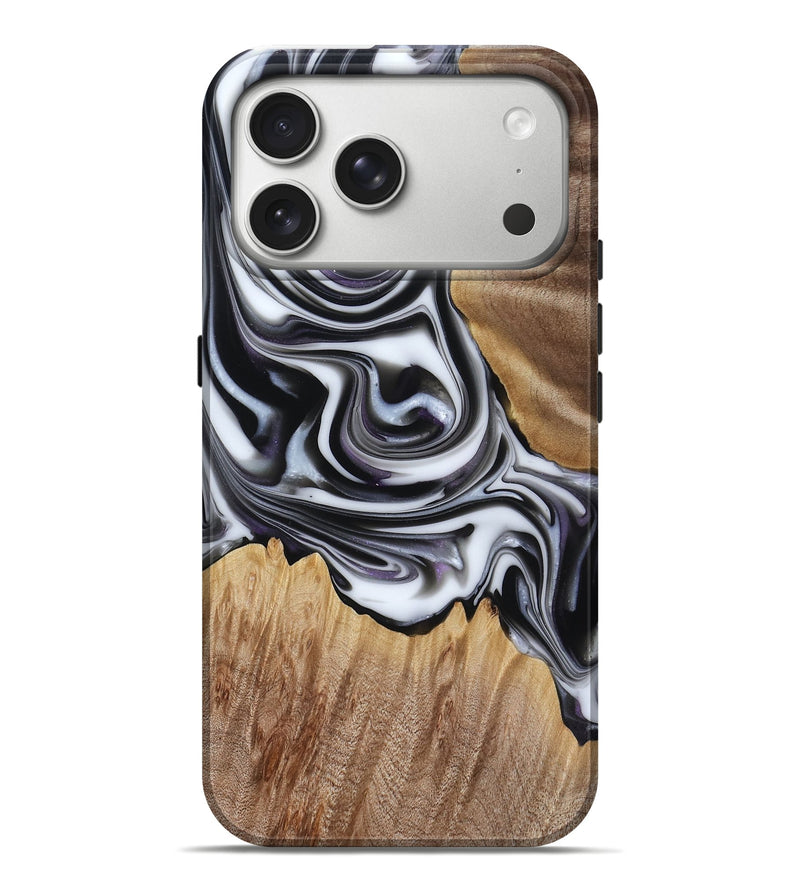 iPhone 17 Pro Max Wood Live Edge Phone Case - Jovan (Black & White, 817474)