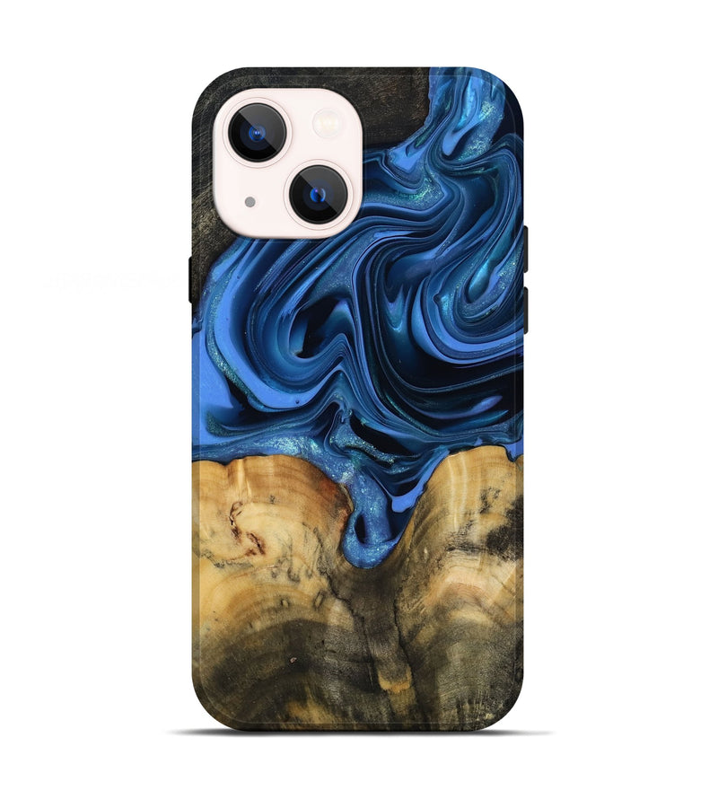 iPhone 13 Wood Live Edge Phone Case - Alexis (Blue, 817475)