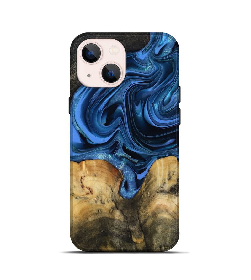 iPhone 13 mini Wood Live Edge Phone Case - Alexis (Blue, 817475)