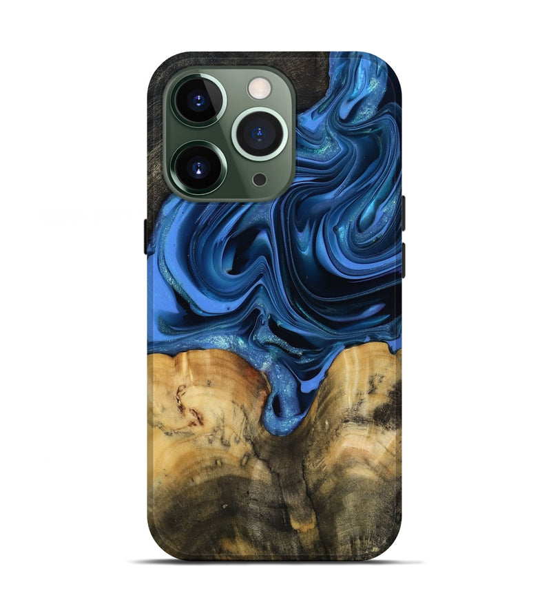 iPhone 13 Pro Wood Live Edge Phone Case - Alexis (Blue, 817475)