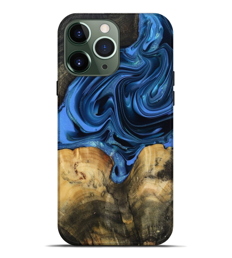 iPhone 13 Pro Max Wood Live Edge Phone Case - Alexis (Blue, 817475)