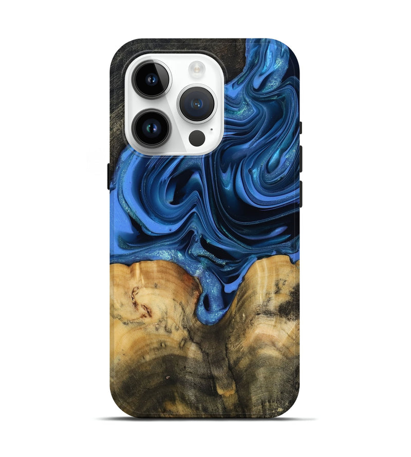 iPhone 15 Pro Wood Live Edge Phone Case - Alexis (Blue, 817475)