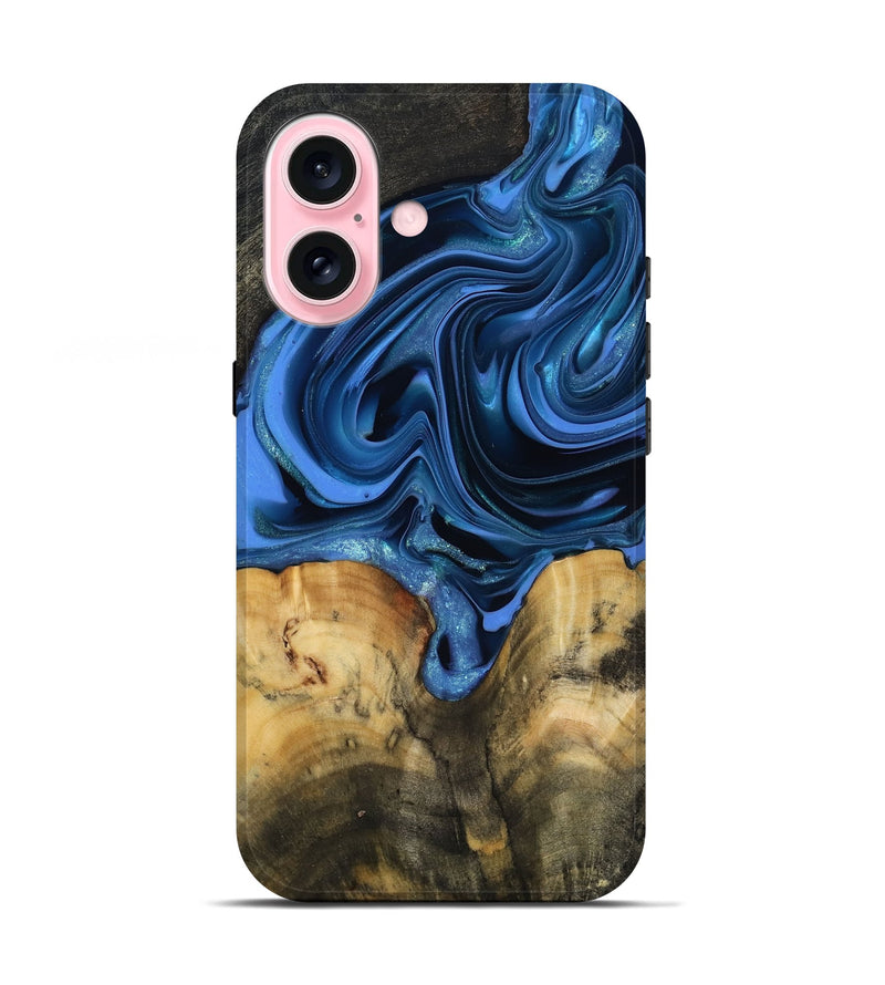 iPhone 17 Wood Live Edge Phone Case - Alexis (Blue, 817475)