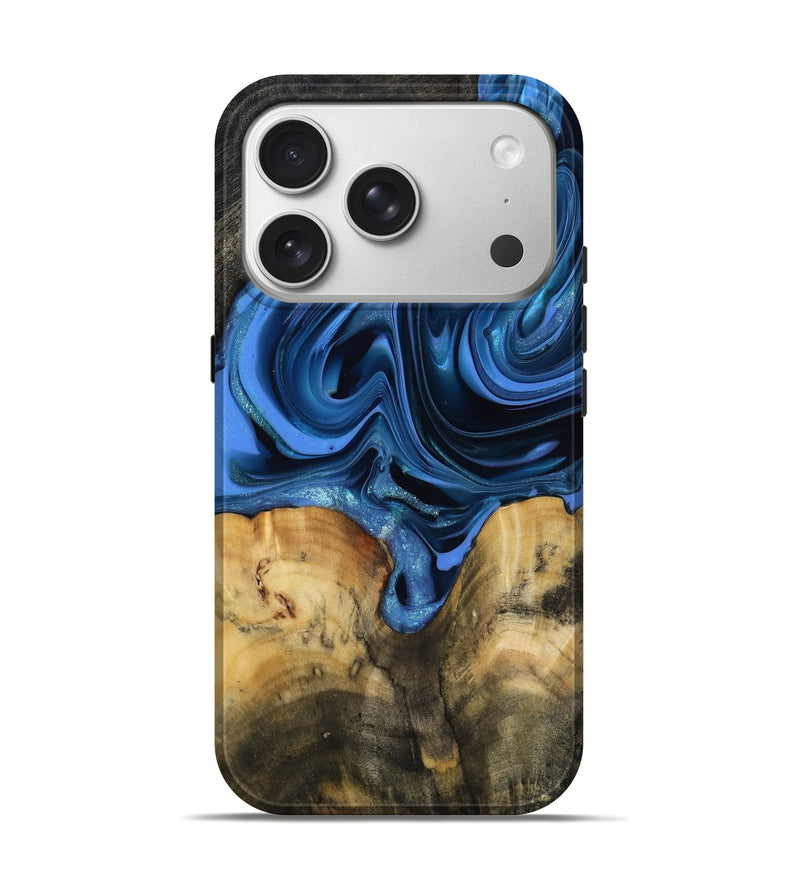 iPhone 17 Pro Wood Live Edge Phone Case - Alexis (Blue, 817475)