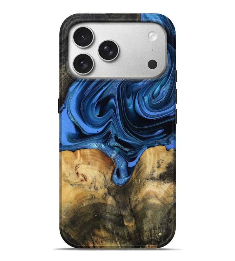 iPhone 17 Pro Max Wood Live Edge Phone Case - Alexis (Blue, 817475)