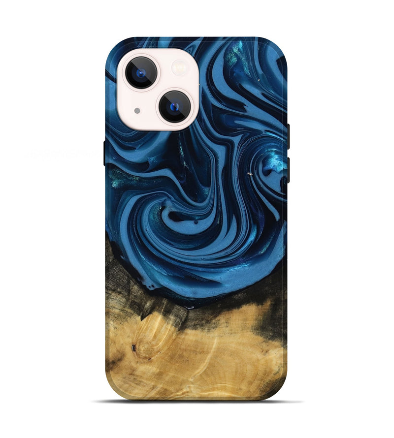 iPhone 13 Wood Live Edge Phone Case - Susanne (Blue, 817477)