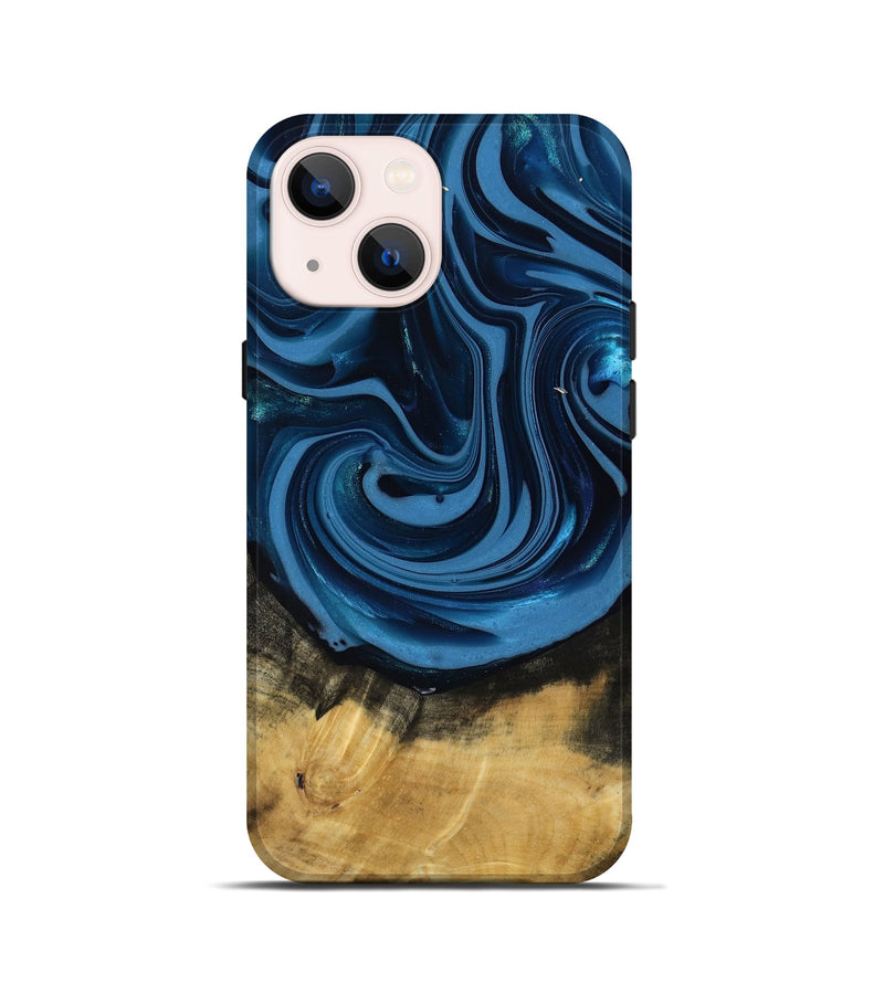 iPhone 13 mini Wood Live Edge Phone Case - Susanne (Blue, 817477)