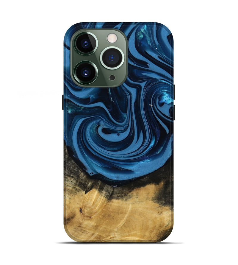 iPhone 13 Pro Wood Live Edge Phone Case - Susanne (Blue, 817477)