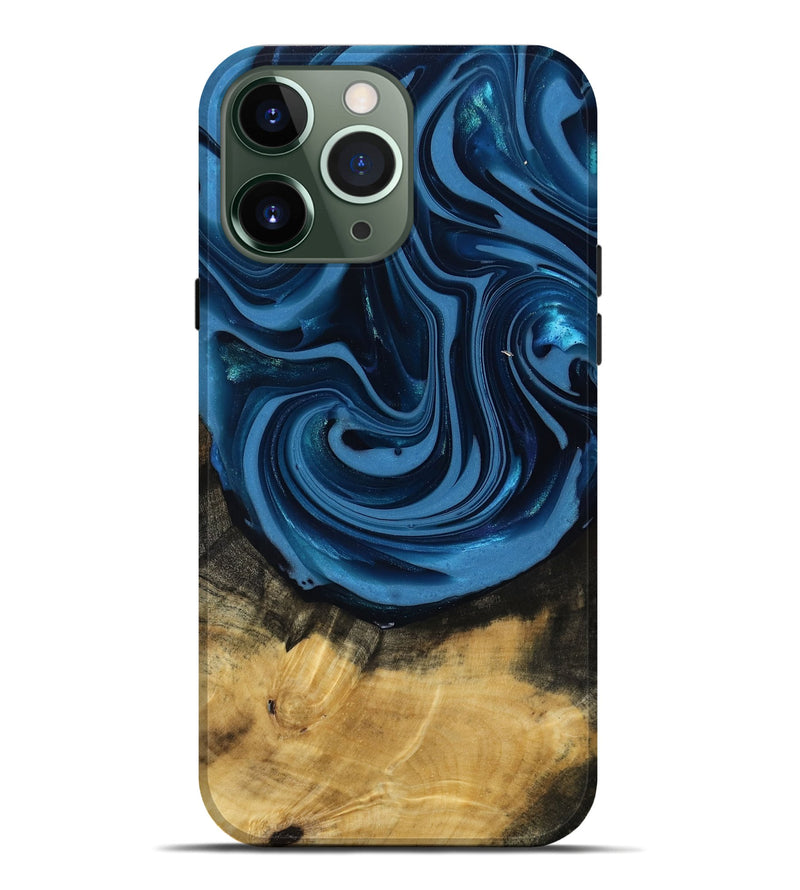 iPhone 13 Pro Max Wood Live Edge Phone Case - Susanne (Blue, 817477)