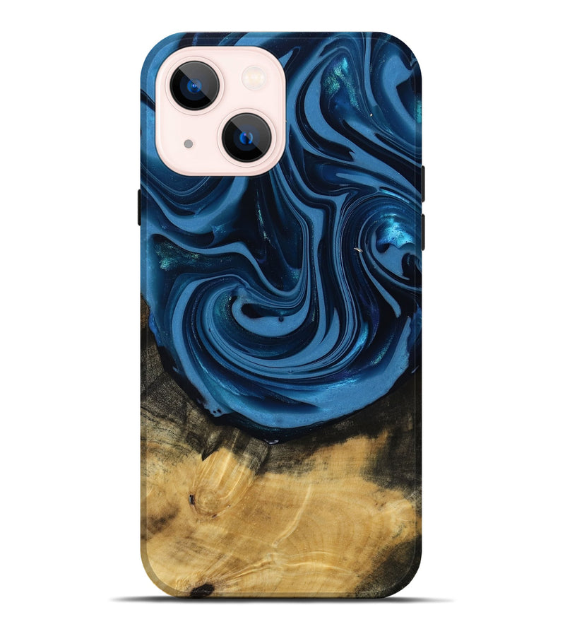 iPhone 14 Plus Wood Live Edge Phone Case - Susanne (Blue, 817477)
