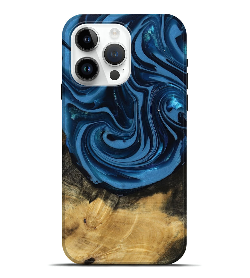 iPhone 15 Pro Max Wood Live Edge Phone Case - Susanne (Blue, 817477)