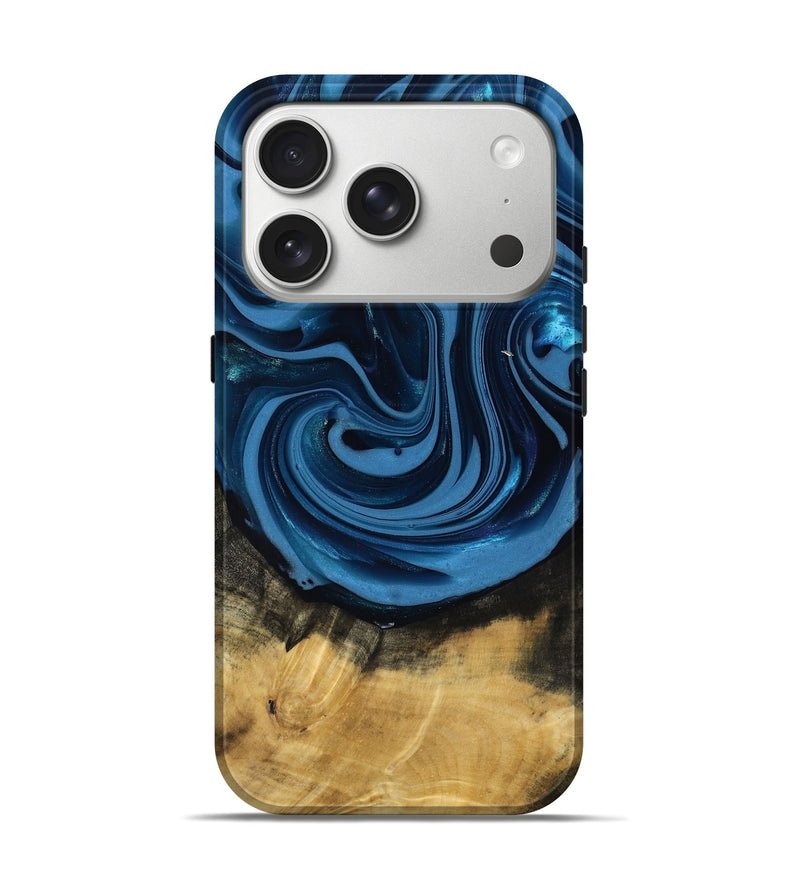 iPhone 17 Pro Wood Live Edge Phone Case - Susanne (Blue, 817477)