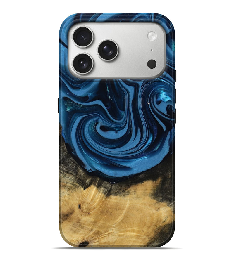 iPhone 17 Pro Max Wood Live Edge Phone Case - Susanne (Blue, 817477)