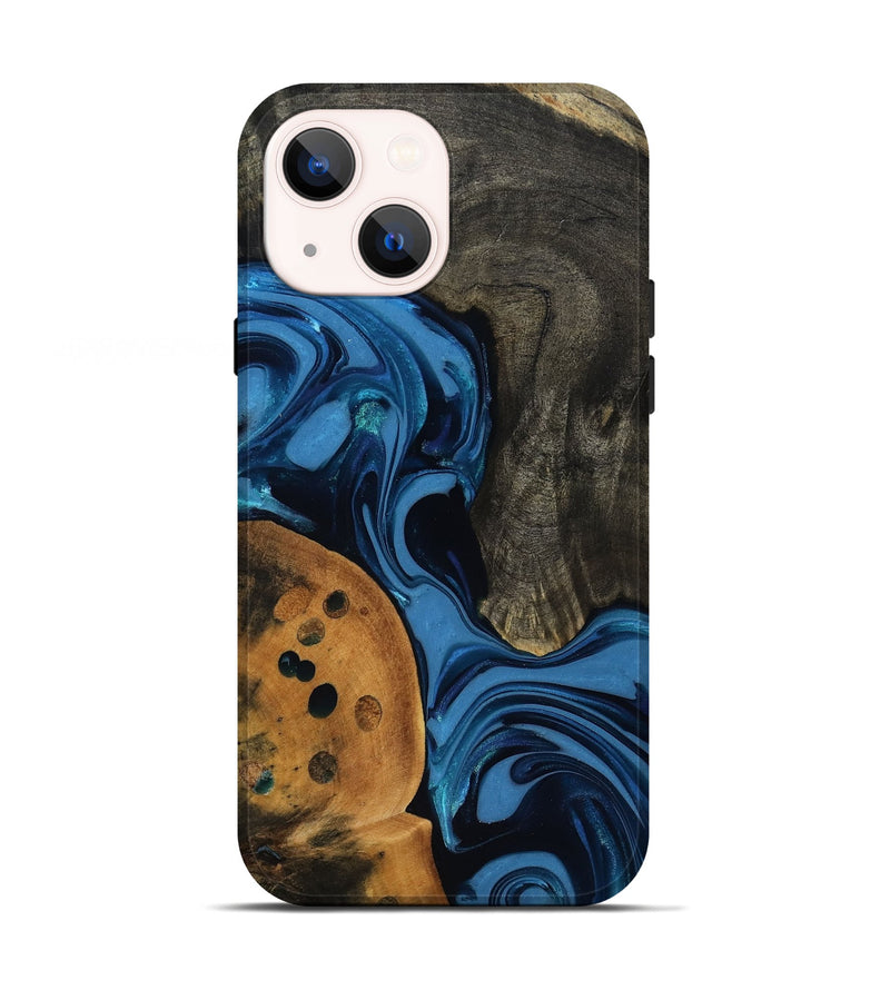 iPhone 13 Wood Live Edge Phone Case - Gatlin (Blue, 817478)