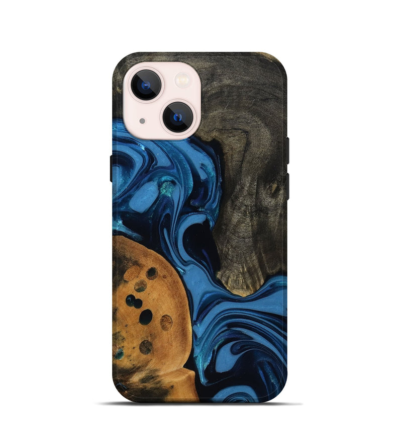 iPhone 13 mini Wood Live Edge Phone Case - Gatlin (Blue, 817478)