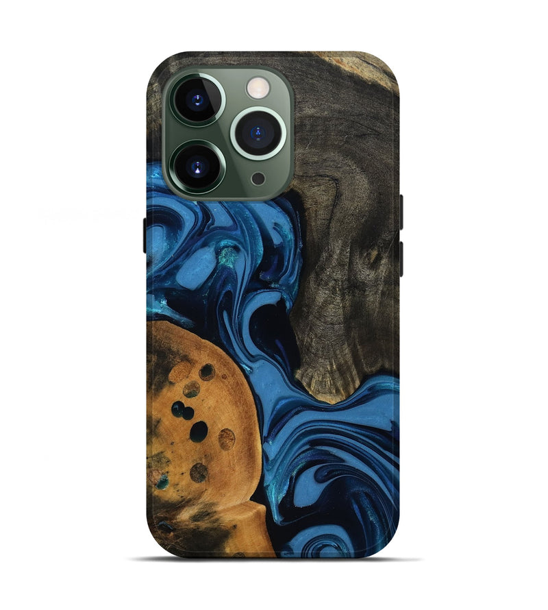iPhone 13 Pro Wood Live Edge Phone Case - Gatlin (Blue, 817478)