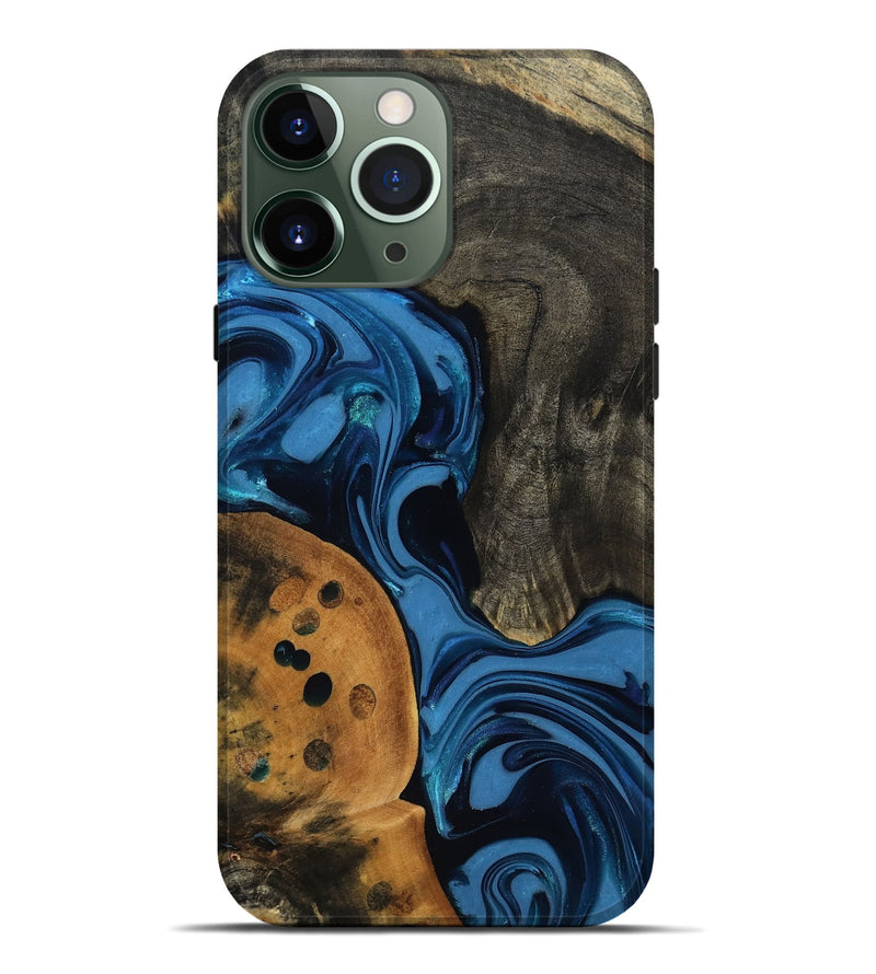 iPhone 13 Pro Max Wood Live Edge Phone Case - Gatlin (Blue, 817478)