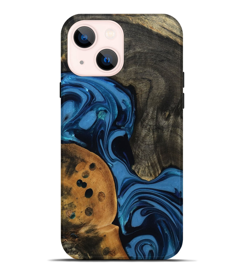 iPhone 14 Plus Wood Live Edge Phone Case - Gatlin (Blue, 817478)