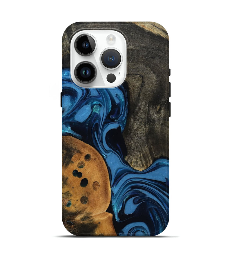 iPhone 15 Pro Wood Live Edge Phone Case - Gatlin (Blue, 817478)