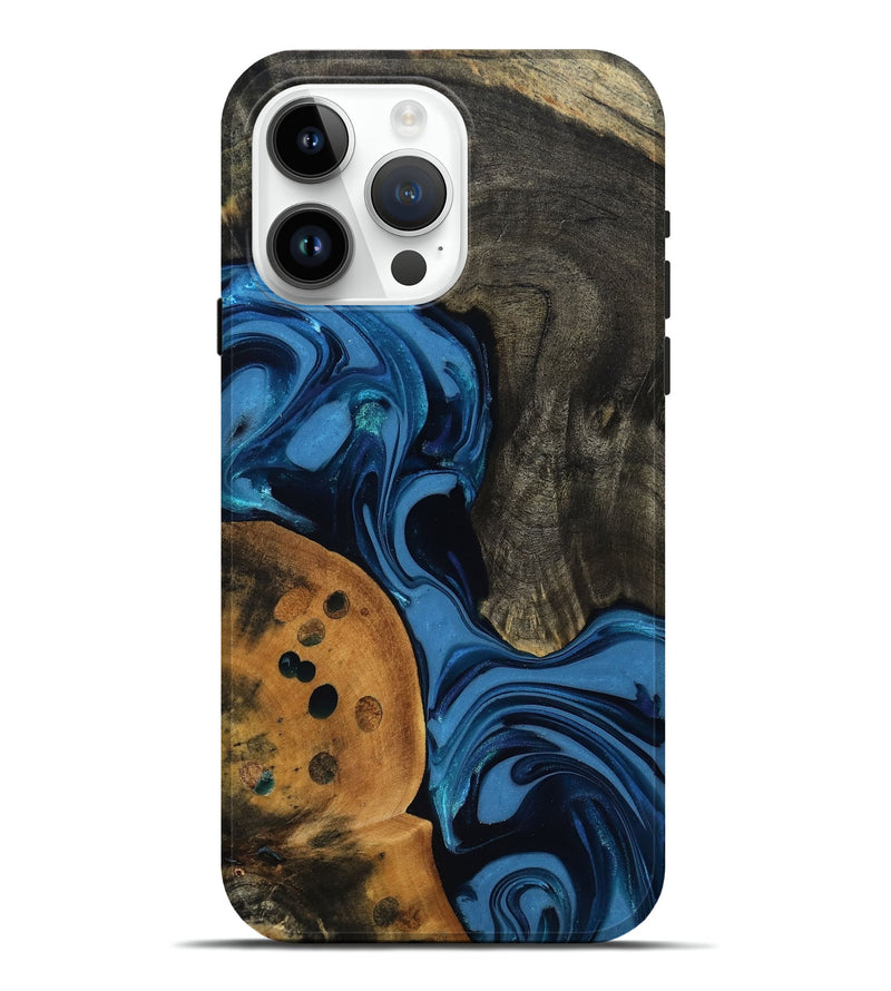 iPhone 15 Pro Max Wood Live Edge Phone Case - Gatlin (Blue, 817478)